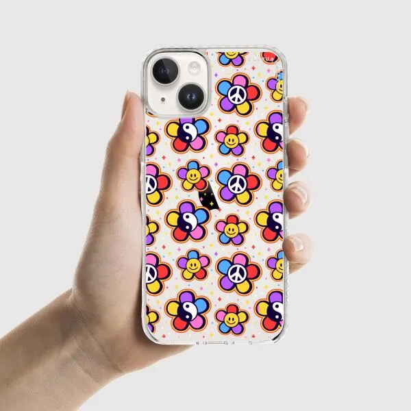 iPhone Case - Hippy 80s Fashion Mushroom Daisy Peace Rainbow