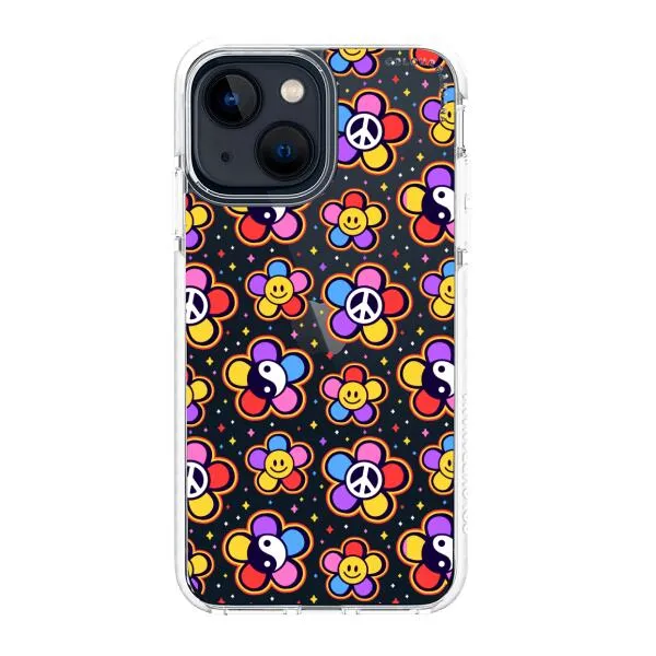 iPhone Case - Hippy 80s Fashion Mushroom Daisy Peace Rainbow