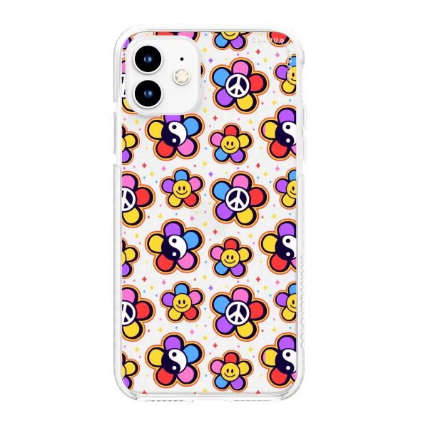 iPhone Case - Hippy 80s Fashion Mushroom Daisy Peace Rainbow