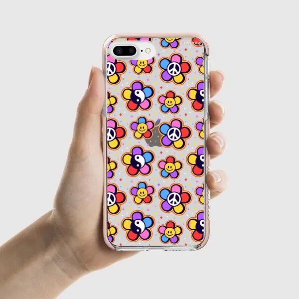 iPhone Case - Hippy 80s Fashion Mushroom Daisy Peace Rainbow