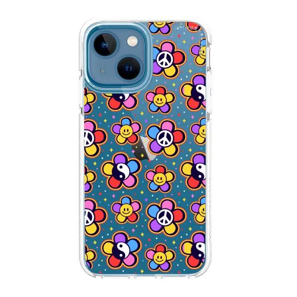 iPhone Case - Hippy 80s Fashion Mushroom Daisy Peace Rainbow