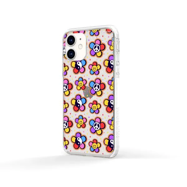 iPhone Case - Hippy 80s Fashion Mushroom Daisy Peace Rainbow