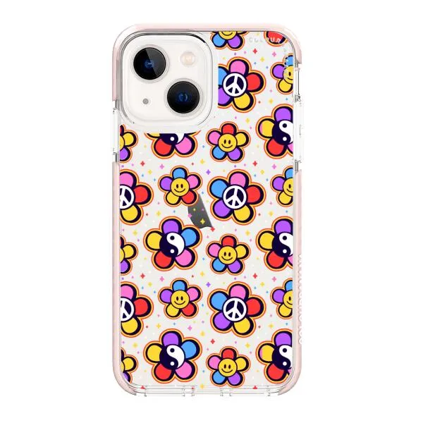 iPhone Case - Hippy 80s Fashion Mushroom Daisy Peace Rainbow