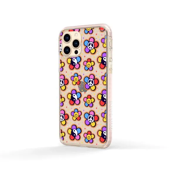 iPhone Case - Hippy 80s Fashion Mushroom Daisy Peace Rainbow