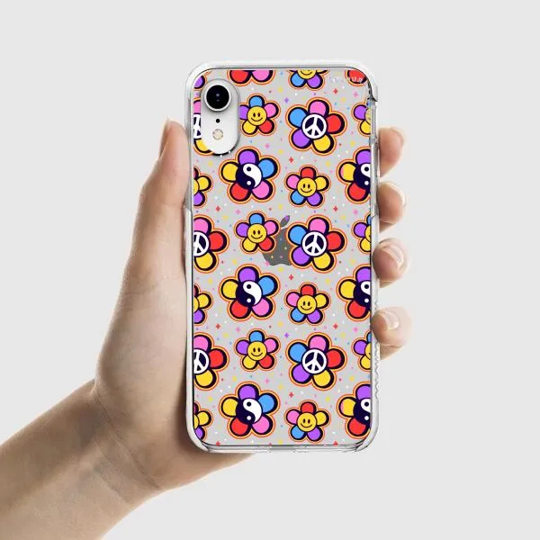 iPhone Case - Hippy 80s Fashion Mushroom Daisy Peace Rainbow