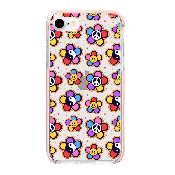 iPhone Case - Hippy 80s Fashion Mushroom Daisy Peace Rainbow