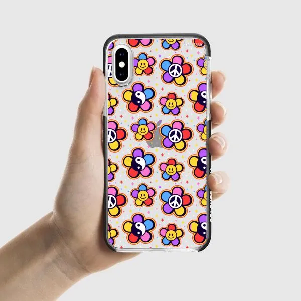 iPhone Case - Hippy 80s Fashion Mushroom Daisy Peace Rainbow