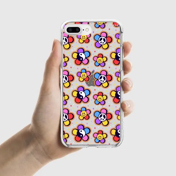 iPhone Case - Hippy 80s Fashion Mushroom Daisy Peace Rainbow