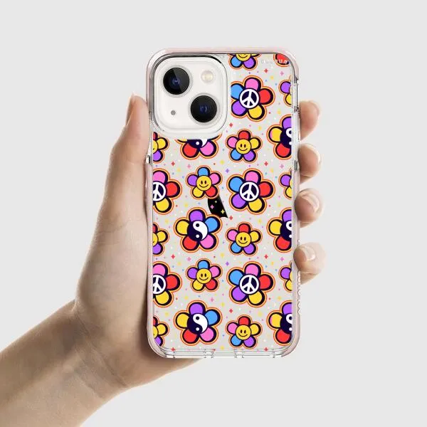 iPhone Case - Hippy 80s Fashion Mushroom Daisy Peace Rainbow