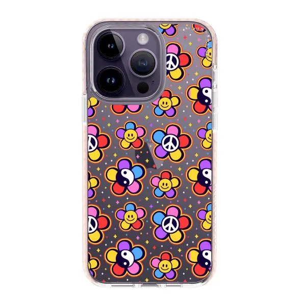 iPhone Case - Hippy 80s Fashion Mushroom Daisy Peace Rainbow