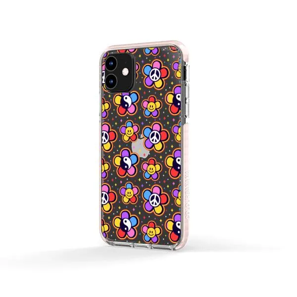 iPhone Case - Hippy 80s Fashion Mushroom Daisy Peace Rainbow