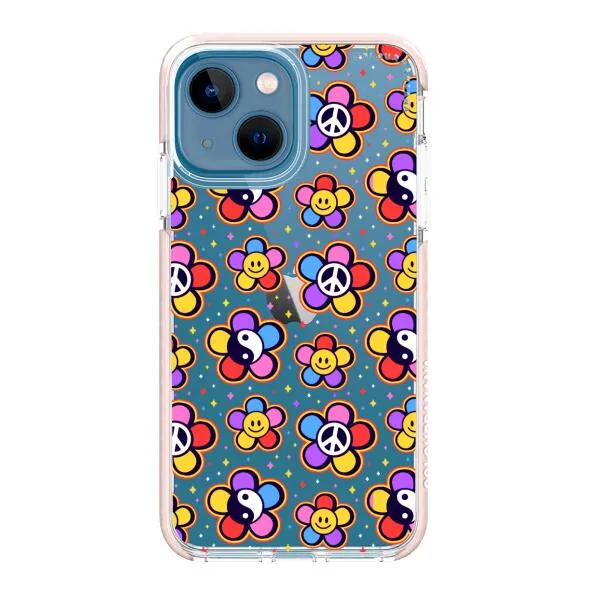 iPhone Case - Hippy 80s Fashion Mushroom Daisy Peace Rainbow