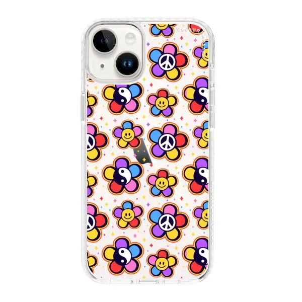 iPhone Case - Hippy 80s Fashion Mushroom Daisy Peace Rainbow