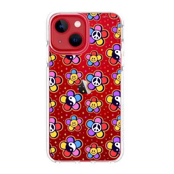 iPhone Case - Hippy 80s Fashion Mushroom Daisy Peace Rainbow