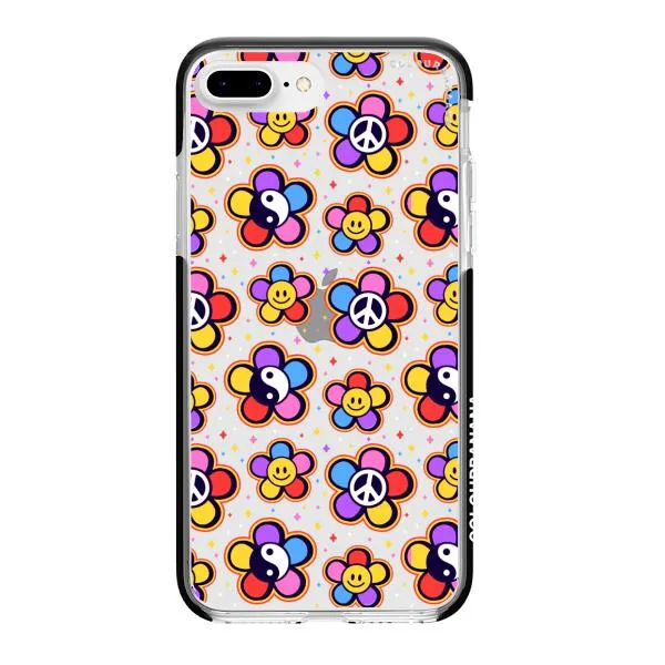 iPhone Case - Hippy 80s Fashion Mushroom Daisy Peace Rainbow