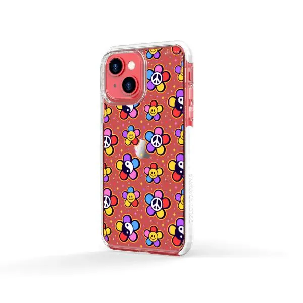 iPhone Case - Hippy 80s Fashion Mushroom Daisy Peace Rainbow