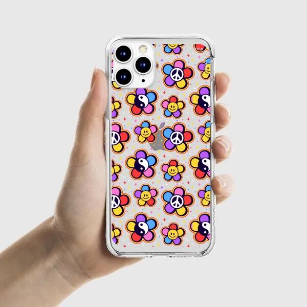 iPhone Case - Hippy 80s Fashion Mushroom Daisy Peace Rainbow