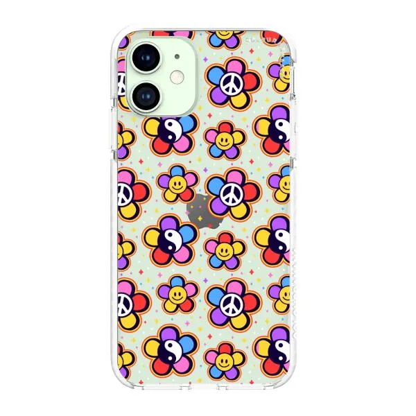 iPhone Case - Hippy 80s Fashion Mushroom Daisy Peace Rainbow