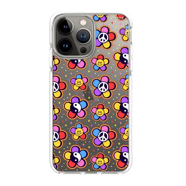 iPhone Case - Hippy 80s Fashion Mushroom Daisy Peace Rainbow