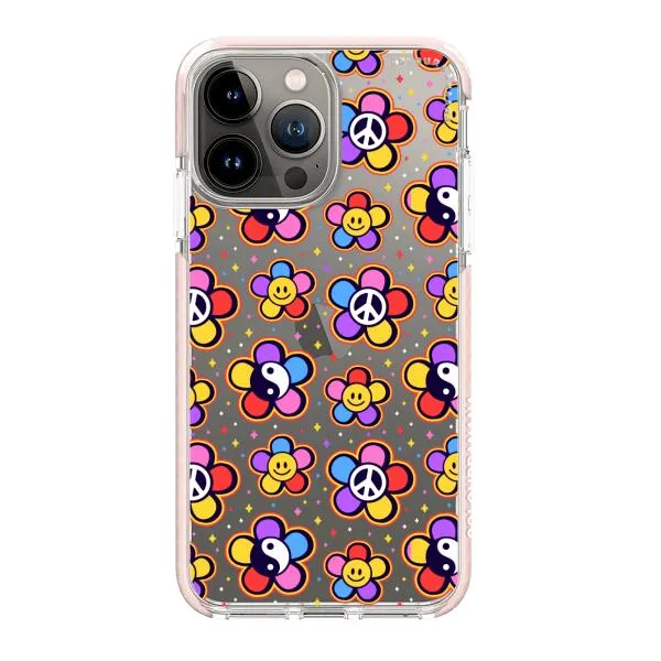 iPhone Case - Hippy 80s Fashion Mushroom Daisy Peace Rainbow