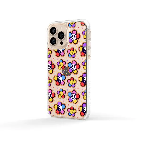 iPhone Case - Hippy 80s Fashion Mushroom Daisy Peace Rainbow