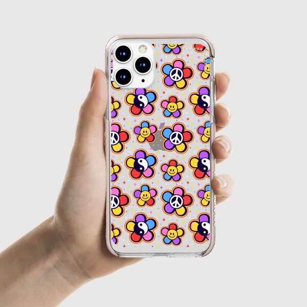 iPhone Case - Hippy 80s Fashion Mushroom Daisy Peace Rainbow