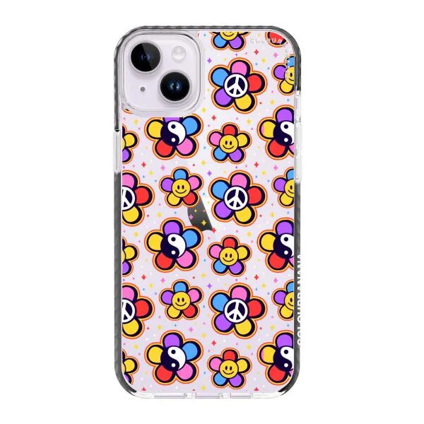 iPhone Case - Hippy 80s Fashion Mushroom Daisy Peace Rainbow