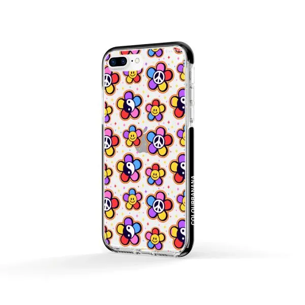 iPhone Case - Hippy 80s Fashion Mushroom Daisy Peace Rainbow