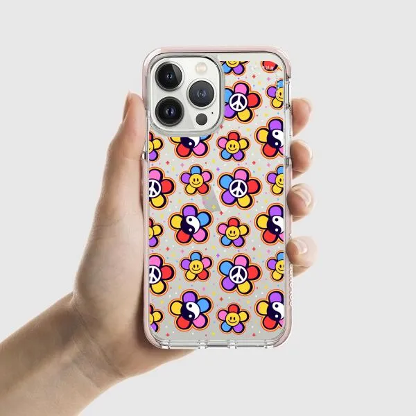 iPhone Case - Hippy 80s Fashion Mushroom Daisy Peace Rainbow