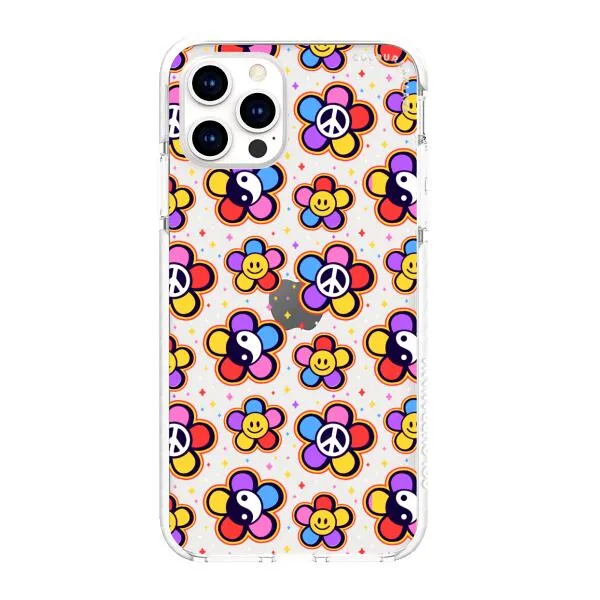 iPhone Case - Hippy 80s Fashion Mushroom Daisy Peace Rainbow