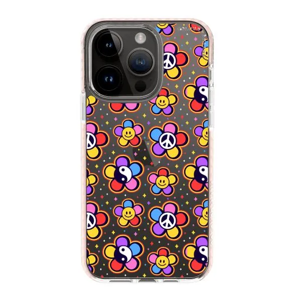 iPhone Case - Hippy 80s Fashion Mushroom Daisy Peace Rainbow