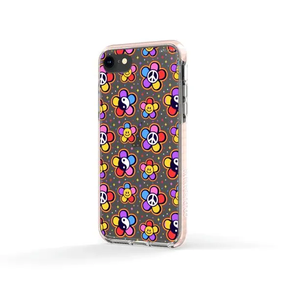 iPhone Case - Hippy 80s Fashion Mushroom Daisy Peace Rainbow