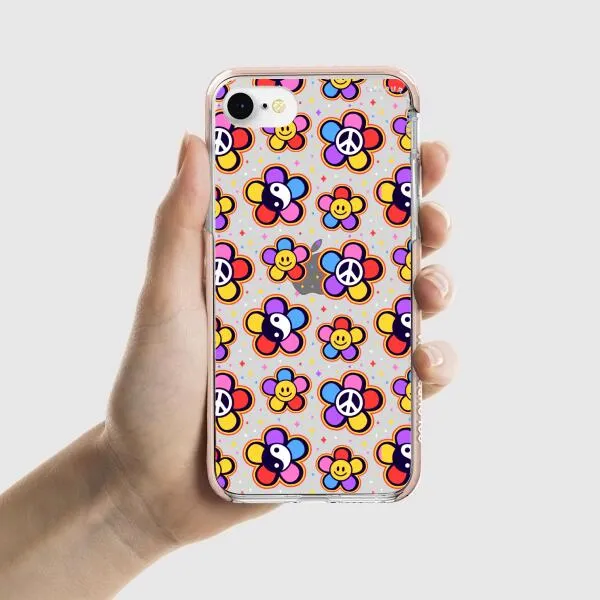 iPhone Case - Hippy 80s Fashion Mushroom Daisy Peace Rainbow