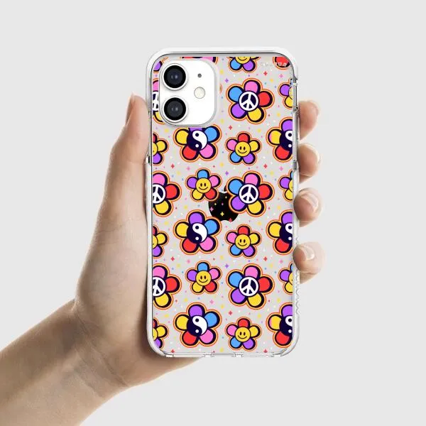 iPhone Case - Hippy 80s Fashion Mushroom Daisy Peace Rainbow