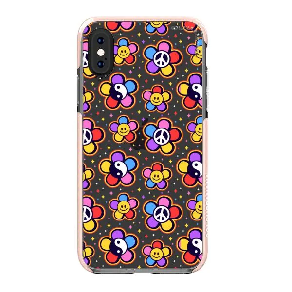 iPhone Case - Hippy 80s Fashion Mushroom Daisy Peace Rainbow