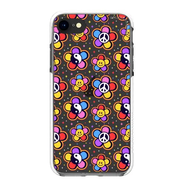 iPhone Case - Hippy 80s Fashion Mushroom Daisy Peace Rainbow