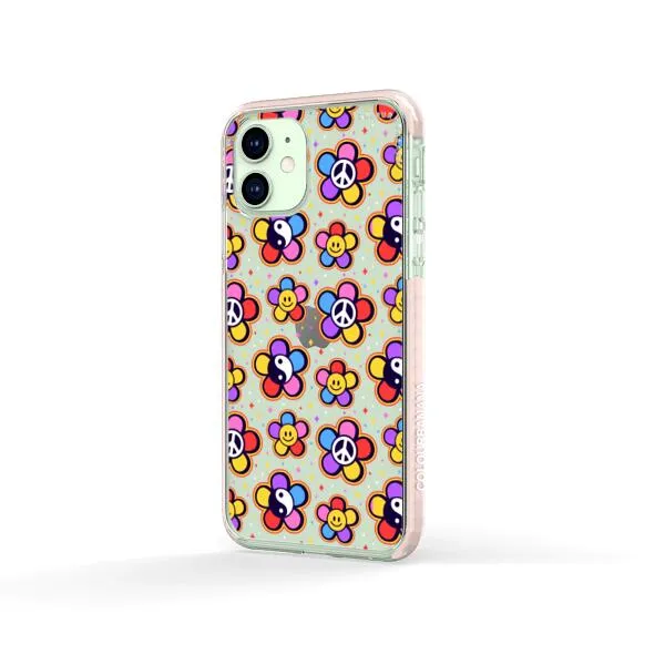 iPhone Case - Hippy 80s Fashion Mushroom Daisy Peace Rainbow