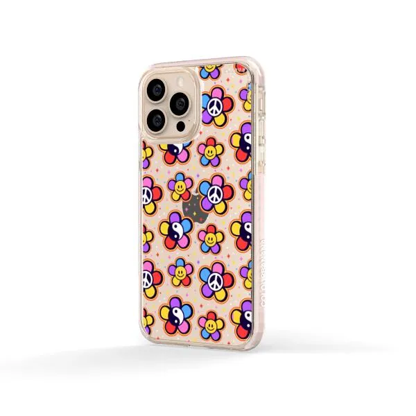 iPhone Case - Hippy 80s Fashion Mushroom Daisy Peace Rainbow