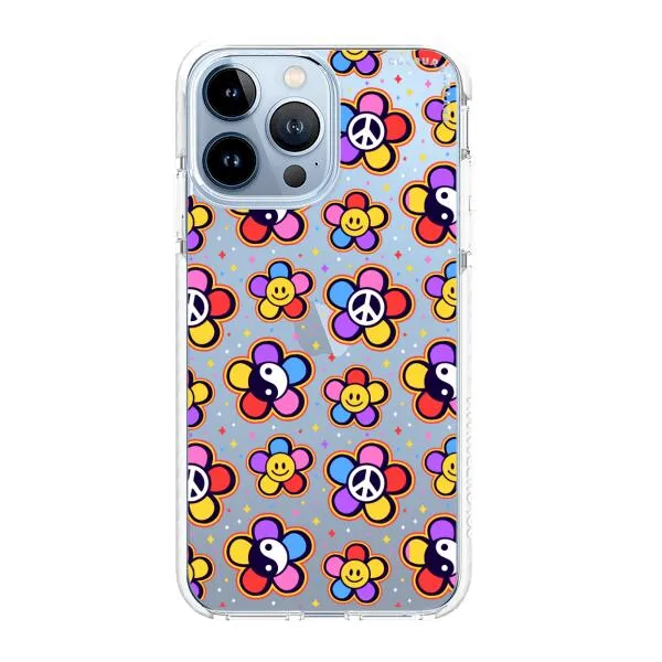 iPhone Case - Hippy 80s Fashion Mushroom Daisy Peace Rainbow