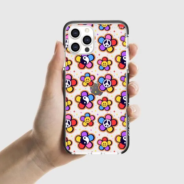 iPhone Case - Hippy 80s Fashion Mushroom Daisy Peace Rainbow