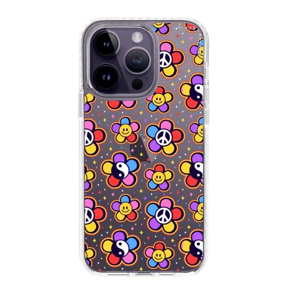 iPhone Case - Hippy 80s Fashion Mushroom Daisy Peace Rainbow