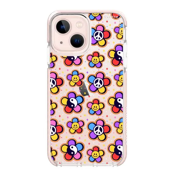 iPhone Case - Hippy 80s Fashion Mushroom Daisy Peace Rainbow