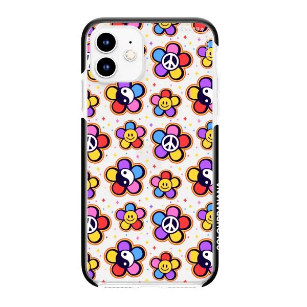 iPhone Case - Hippy 80s Fashion Mushroom Daisy Peace Rainbow