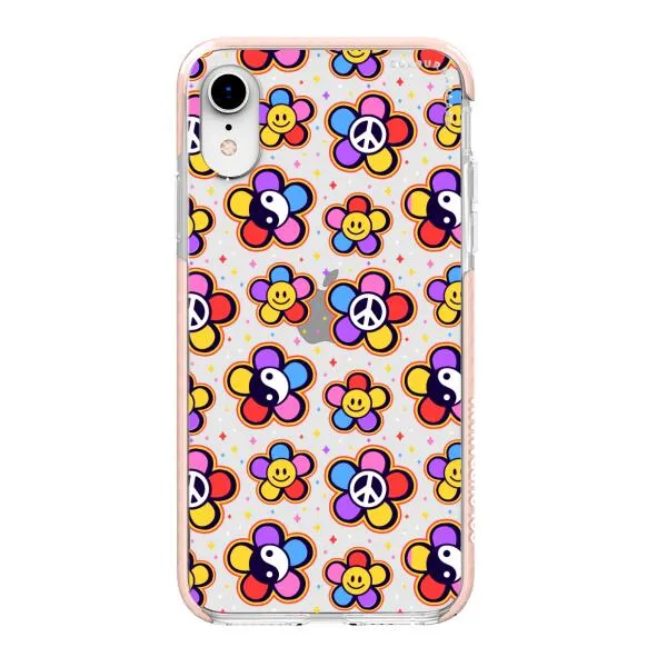 iPhone Case - Hippy 80s Fashion Mushroom Daisy Peace Rainbow