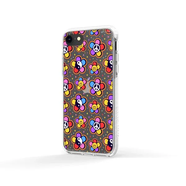 iPhone Case - Hippy 80s Fashion Mushroom Daisy Peace Rainbow