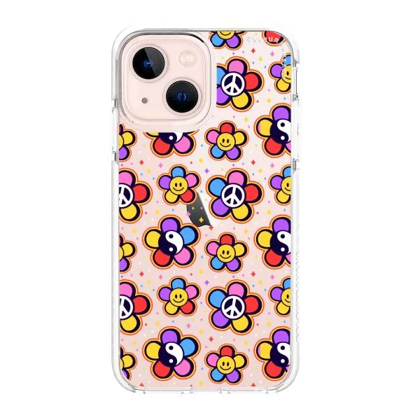 iPhone Case - Hippy 80s Fashion Mushroom Daisy Peace Rainbow