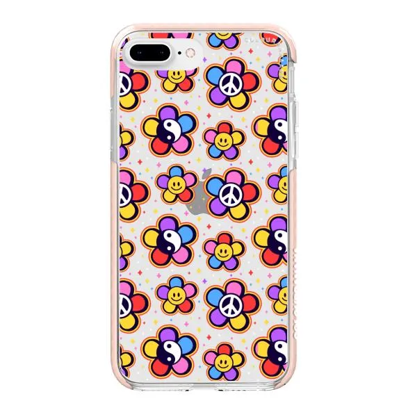 iPhone Case - Hippy 80s Fashion Mushroom Daisy Peace Rainbow