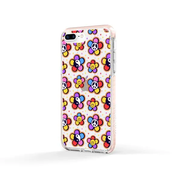 iPhone Case - Hippy 80s Fashion Mushroom Daisy Peace Rainbow