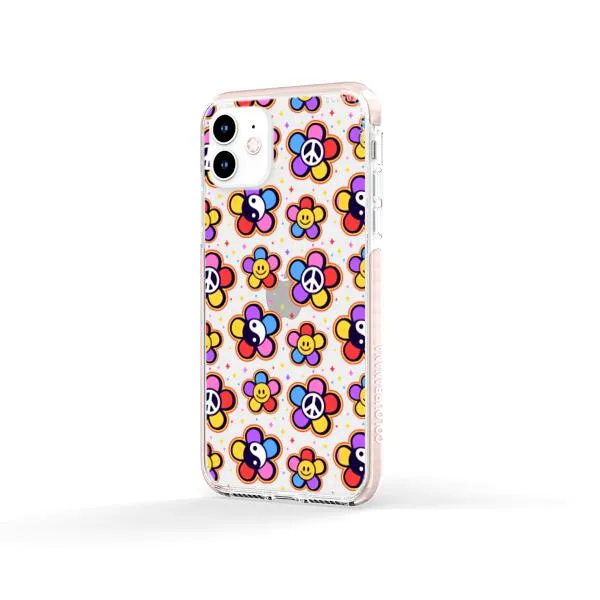 iPhone Case - Hippy 80s Fashion Mushroom Daisy Peace Rainbow