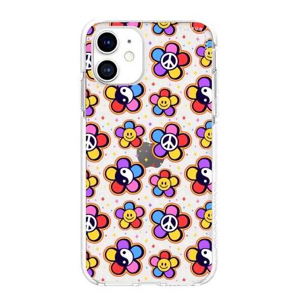 iPhone Case - Hippy 80s Fashion Mushroom Daisy Peace Rainbow